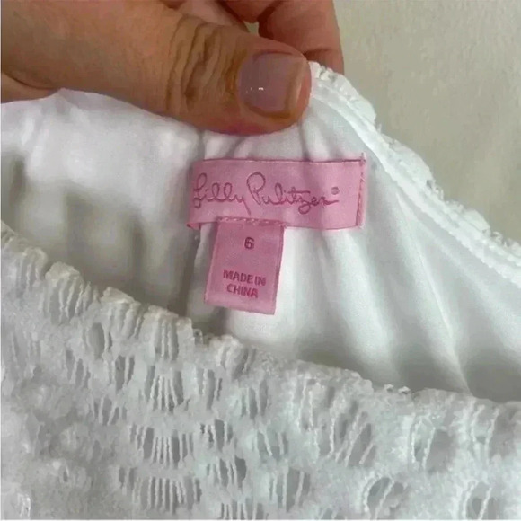 Lilly Pulitzer White Lace Eyelet Callisto Terry One Shoulder Dress - Picture 8 of 10